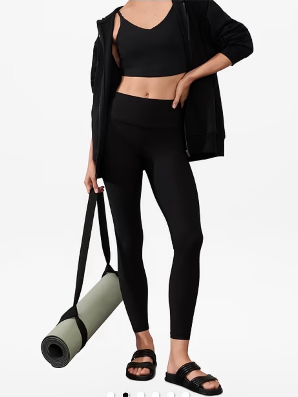 Athleta Black Elation Ribbed Tights - Med